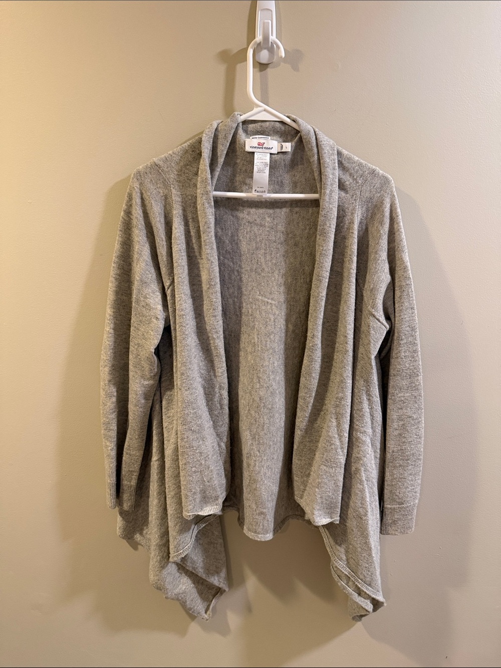 Vineyard Vines Gray Open-Front Draped Cardigan with Cashmere